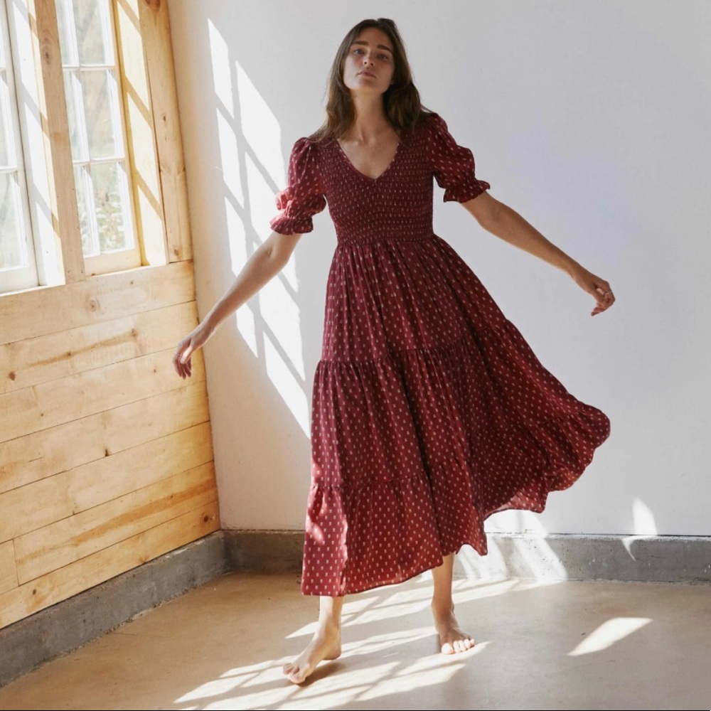 Christy Dawn Brooklyn Dress Dusty Crimson Silk XL